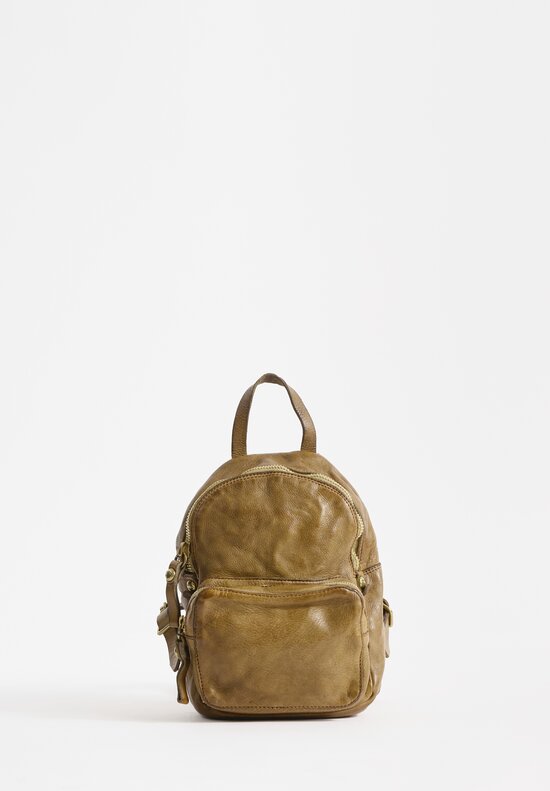 Campomaggi Leather Zainetto Backpack in Military Green	