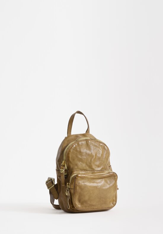 Campomaggi Leather Zainetto Backpack in Military Green	