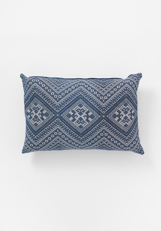 Vintage Dong Cotton Wedding Blanket Pillow in Indigo Blue II 	