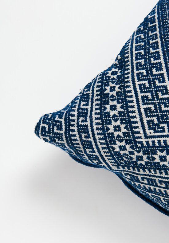 Vintage Dong Cotton Wedding Blanket Pillow in Indigo Blue II 	