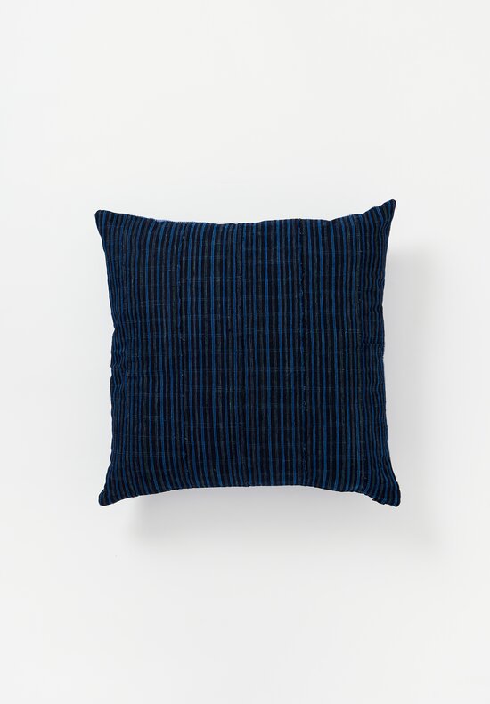 Antique Yoruba Pillow in Indigo Blue Stripes II	