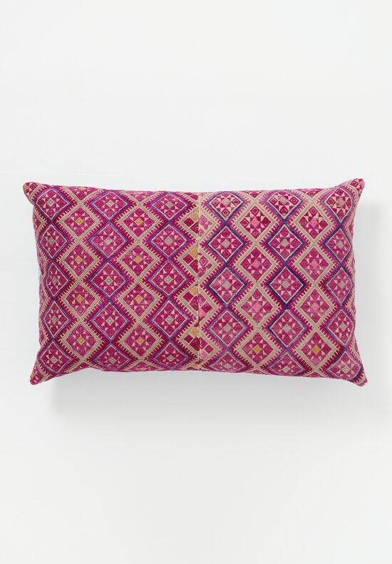 Antique Zhuang Wedding Blanket Pillow in Pink Fuchsia I	