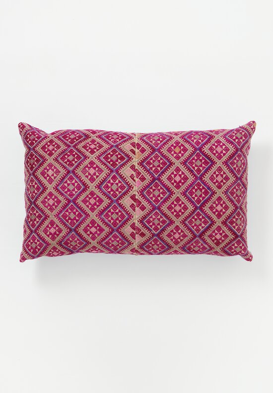 Antique Zhuang Wedding Blanket Pillow in Pink Fuchsia II	