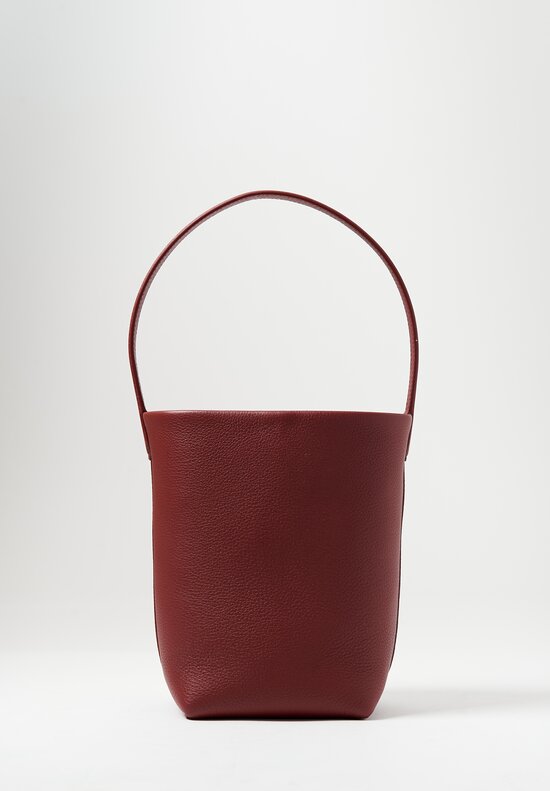 The Row Small Pebbled Leather North South Park Tote Terracotta Red	