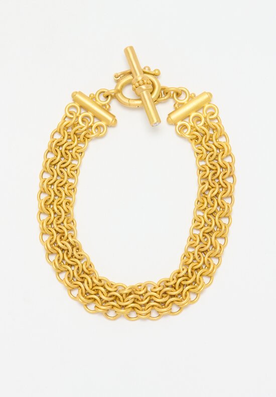 Denise Betesh 22k and Diamond Handmade Chain Maille Bracelet 7.25 in	