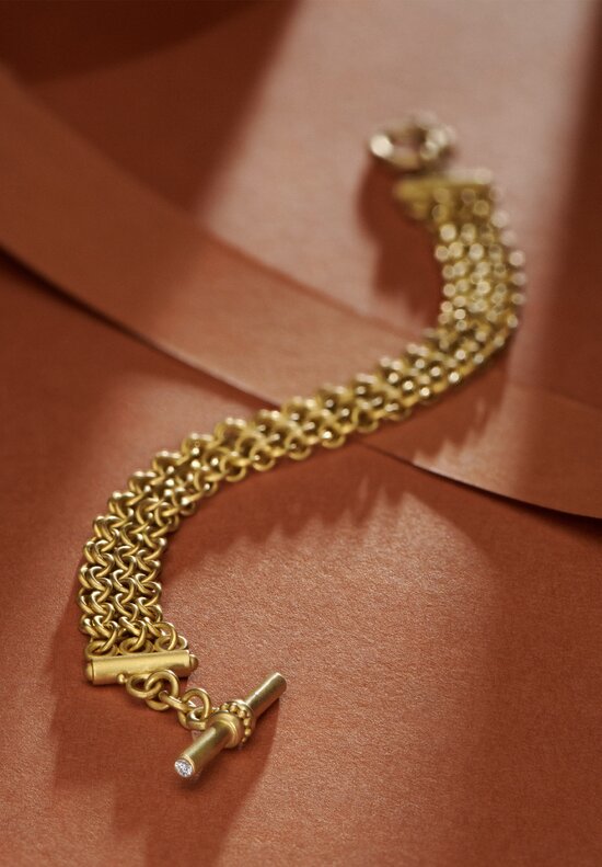 Denise Betesh 22k and Diamond Handmade Chain Maille Bracelet 7.25 in	