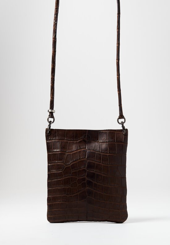 Christian Peau Crocodile Leather Crossbody Pochette in Dark Garnet 