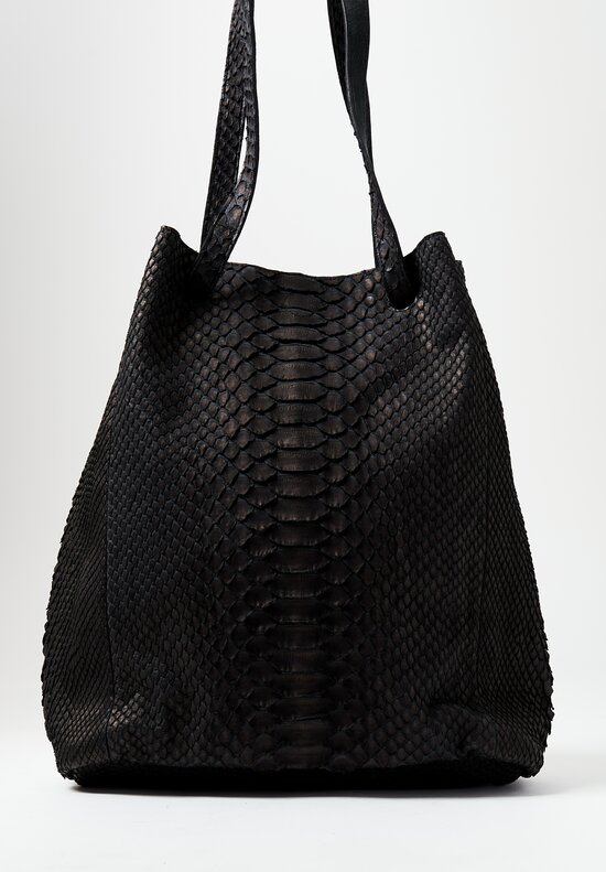 Christian Peau Python Leather Large Bucket Bag Black	