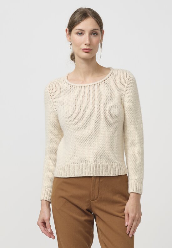 Wommelsdorff Hand Knit Cashmere Lana Sweater in Natural Oatmeal	