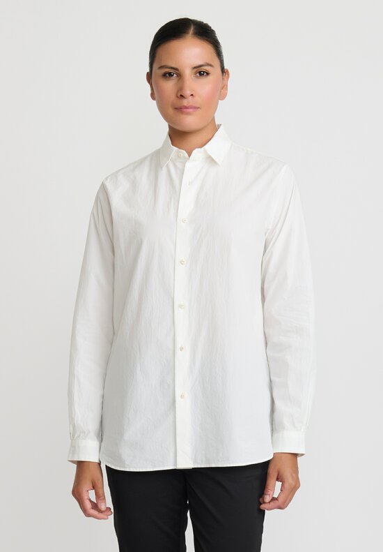 Kaval Sea Island Typewriter Cotton Basic Plain Shirt in Off White