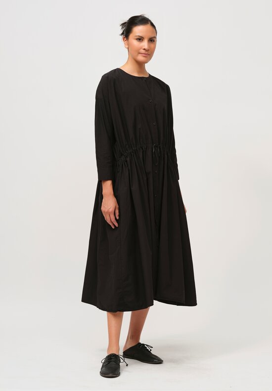 Kaval Sea Island Typewriter Cotton Button Front Open Dress in Black	
