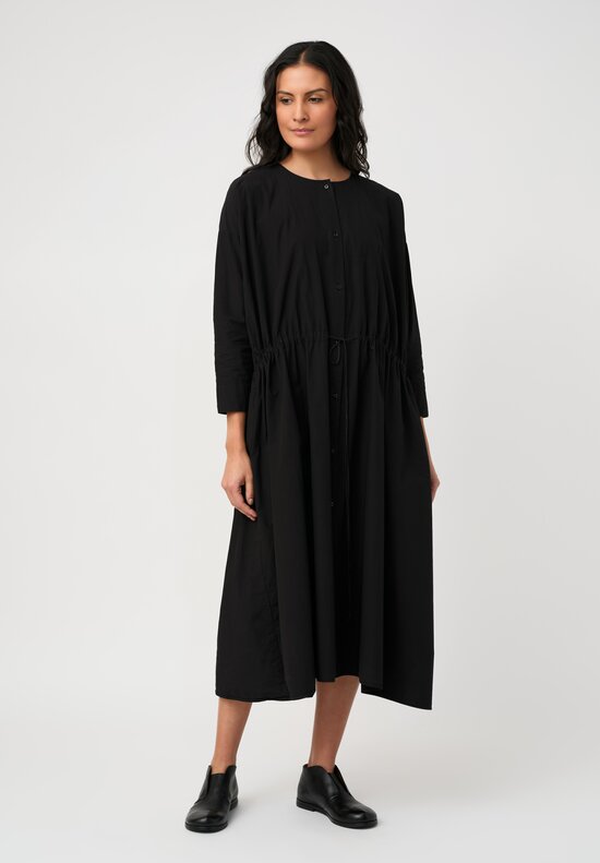 Kaval Sea Island Typewriter Cotton Button Front Open Dress in Black