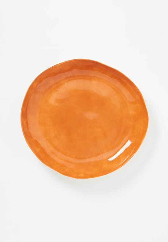 Stamperia Bertozzi Handmade Porcelain Solid Interior Shallow Serving Bowl Arancio Orange