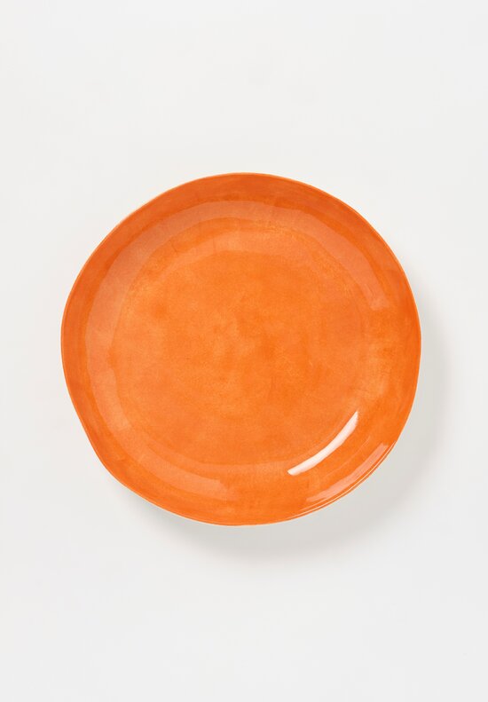 Stamperia Bertozzi Handmade Porcelain Solid Interior Shallow Serving Bowl Arancio Orange