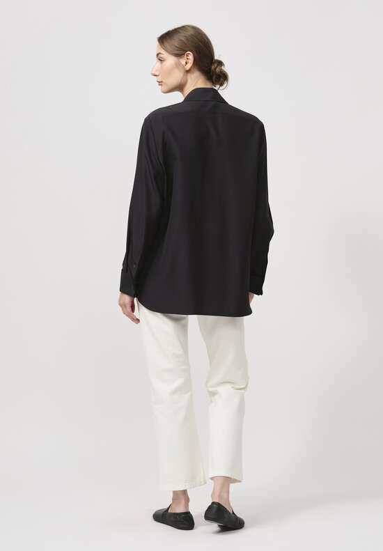 The Row Silk and Wool Sisella Shirt in Black	