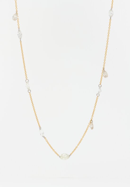 Todd Pownell 18K Cable Chain Necklace with 6 Free Set Marquis Diamonds	
