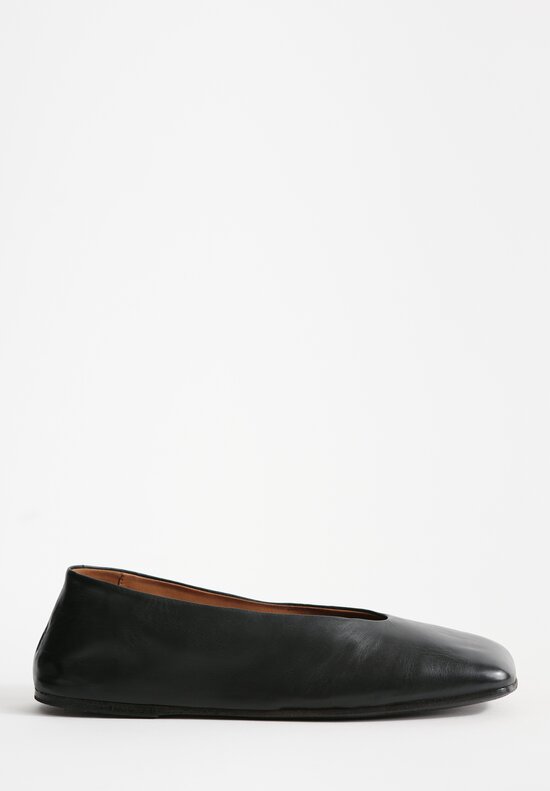 Marsell Leather Spatolona Ballerina Slip-On in Soft Black