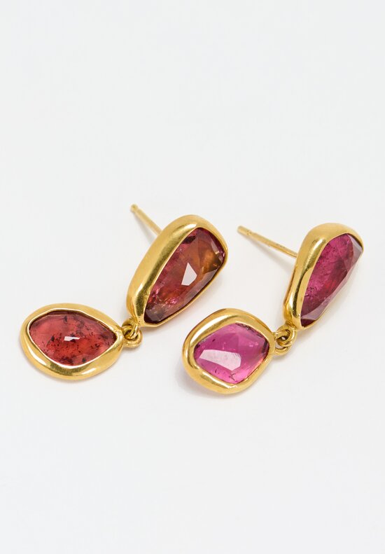 Greig Porter 22k and Garnet Earrings Red