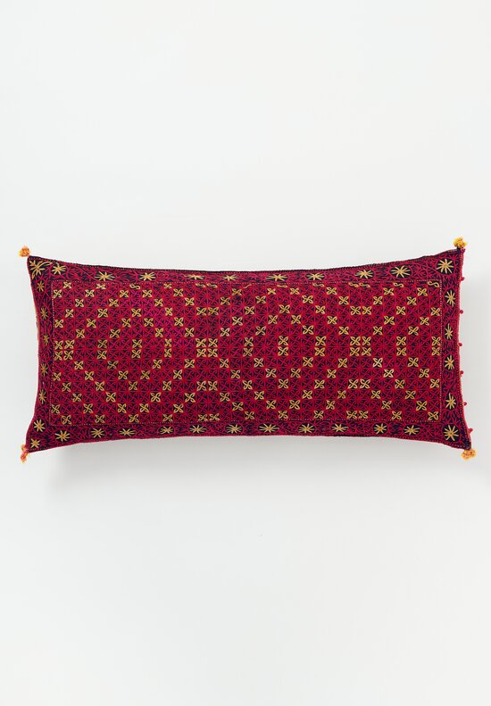 C.1900 Antique Embroidered Takia Lumbar Pillow of Northern Pakistan	