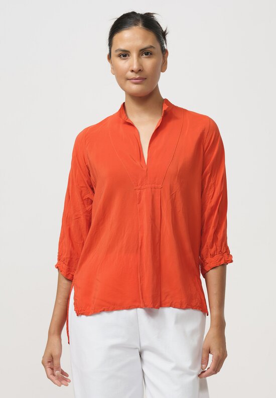 Daniela Gregis Washed Silk Pepe Kora Shirt in Orange	