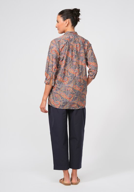Daniela Gregis Washed Cotton Pepe Kora Shirt in Coral, Blue and Yellow	