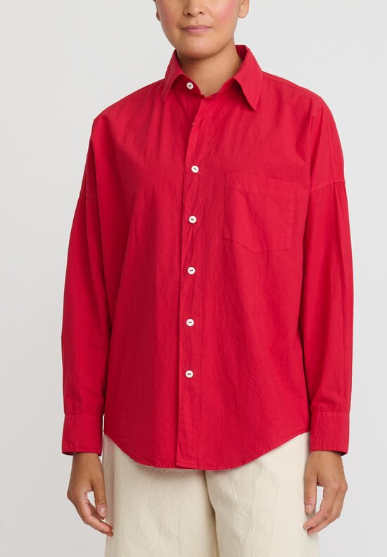 Chez Vidalenc Hand-Dyed Cotton Kilber Axl Shirt in Racing Red	