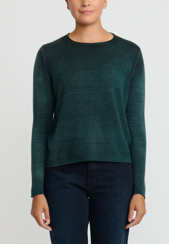 Avant Toi Hand Painted Lightweight Cashmere Collo Dritta Sweater in Nero Forest Green	