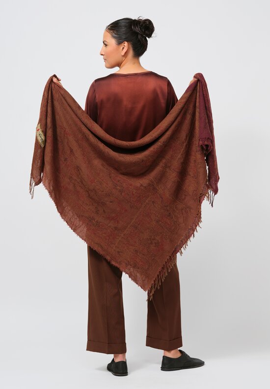 The House of Lyria Cotton & Virgin Wool Whitman Scarf in Brown & Red	