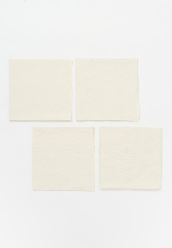 The House of Lyria Set of 4 Silk & Linen Serao Napkins Ivory White	