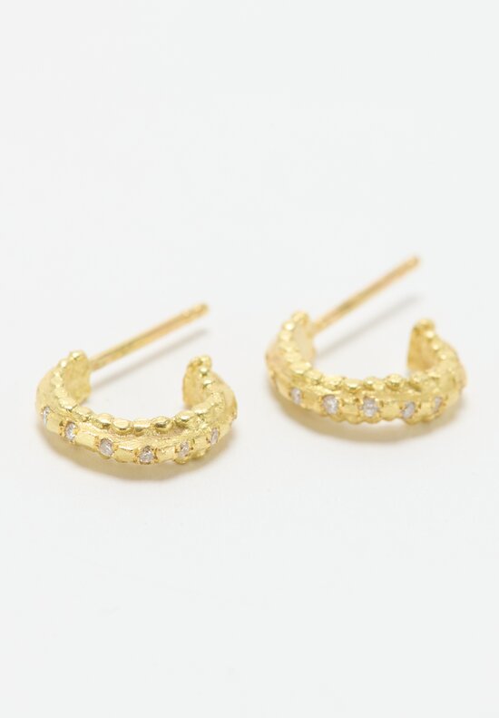 Tovi Farber 18k, Gold Dots and White Diamond Hoop Earrings	