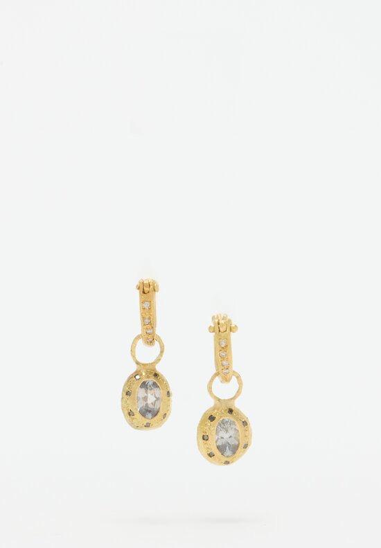 Tovi Farber 18k, Hoop Earrings with Champagne and Black Diamond Drops	