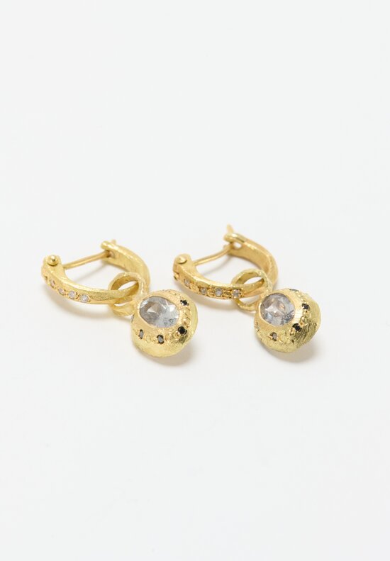 Tovi Farber 18k, Hoop Earrings with Champagne and Black Diamond Drops	