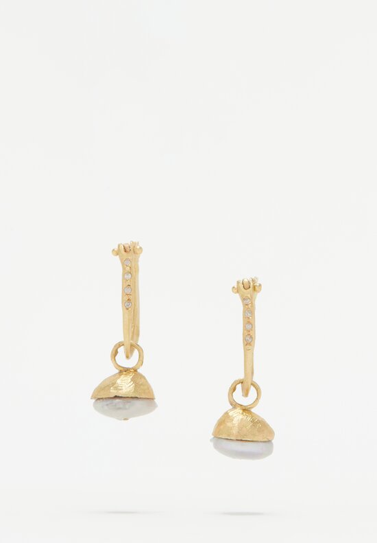 Tovi Farber 18k, Pearl and Diamond Drop Hoop Earrings	