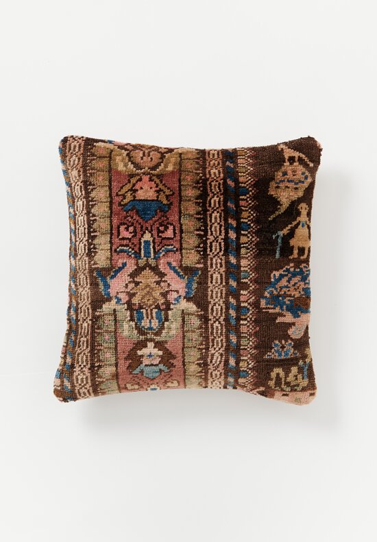 Vintage Handloomed Kurd Rug Square Pillow	