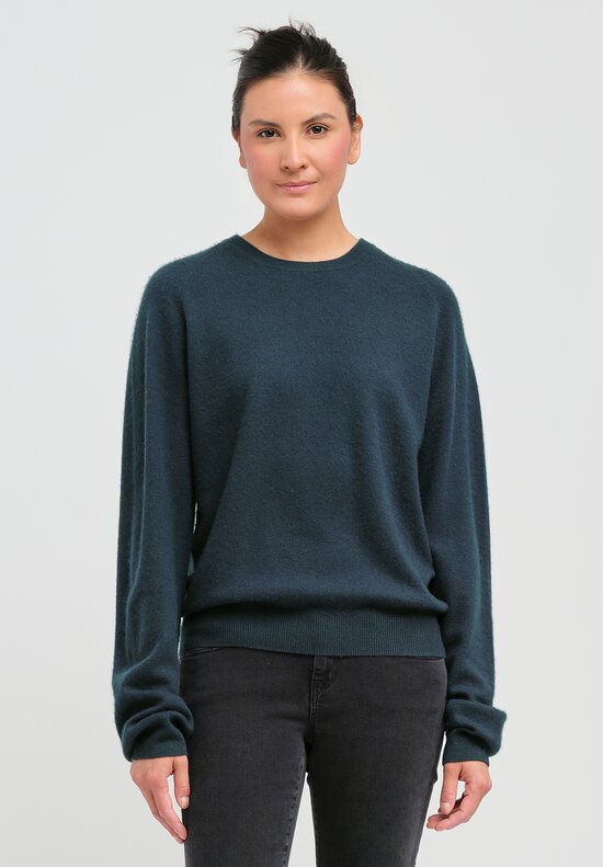 Frenckenberger Cashmere Mini Round Neck Sweater in New Atlantis Blue	