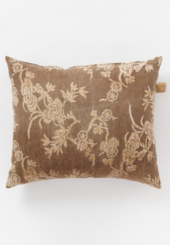 The House of Lyria Floral Cotton and Linen Cotognastro Pillow in Brown, Natural