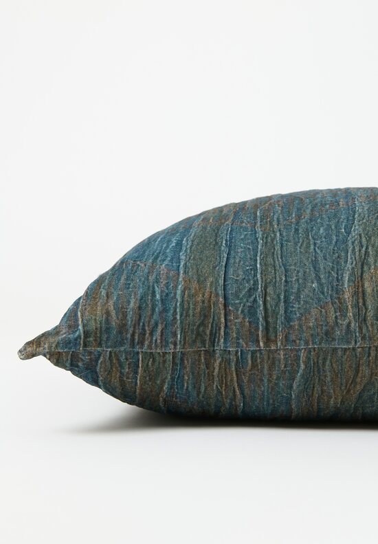 The House of Lyria Cotton and Metallic Velvet Turricula Pillow in Blue & Brown