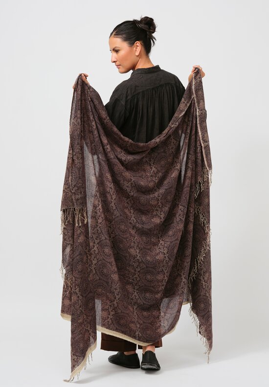 The House of Lyria Virgin Wool Baroque Scarf in Brown	