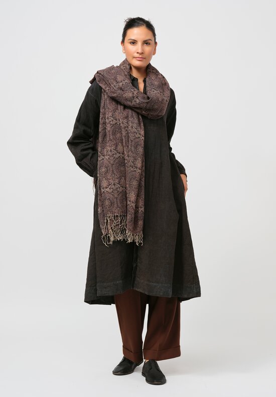 The House of Lyria Virgin Wool Baroque Scarf in Brown	