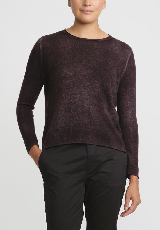 Avant Toi Hand Painted Lightweight Cashmere Collo Dritta Sweater in Nero Seppia Brown	