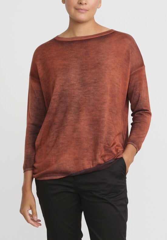 Avant Toi Hand-Painted Cashmere & Silk Barchetta Sweater in Nero Mandarancio Orange	