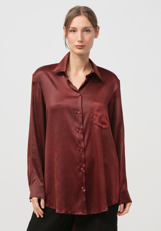 Uma Wang Silk Evaristo Tavella Shirt in Dark Red	