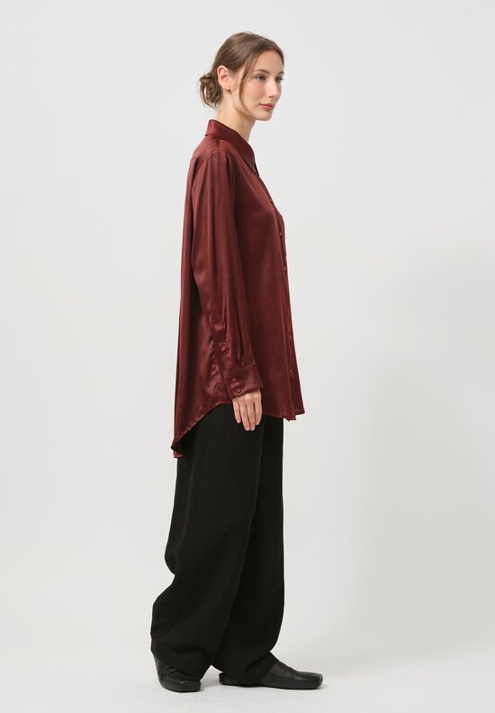 Uma Wang Silk Evaristo Tavella Shirt in Dark Red	