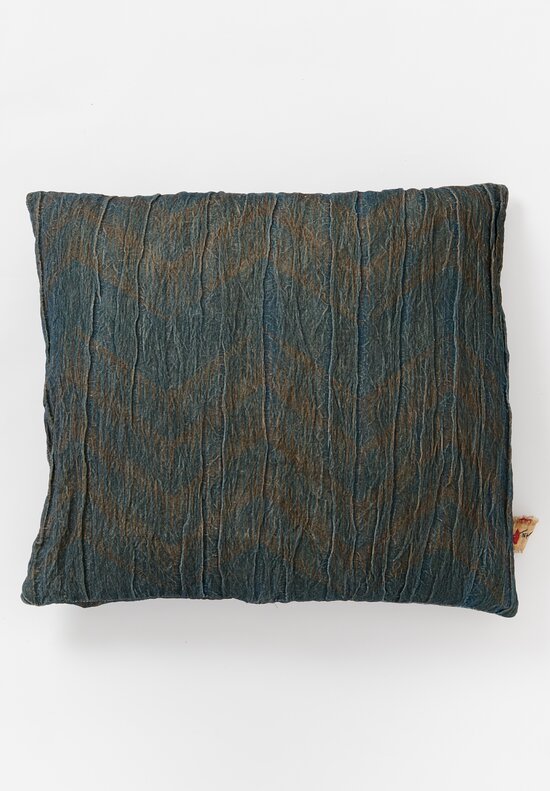 The House of Lyria Cotton and Metallic Velvet Turricula Pillow in Blue, Brown