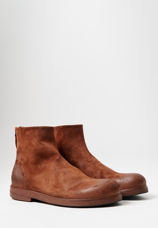 Marsell Leather Zucca Zepa Ankle Boots in Basalto Brown