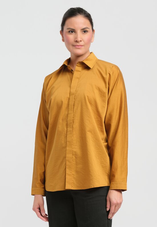Jan-Jan Van Essche Cotton & Silk Chambray Shirt in Gold	