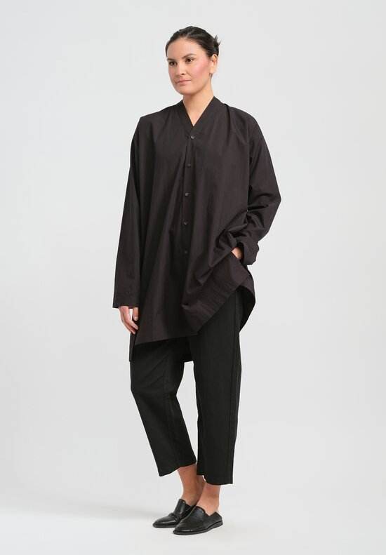 Jan-Jan Van Essche Organic Cotton & Hemp Long Shirt in Black	