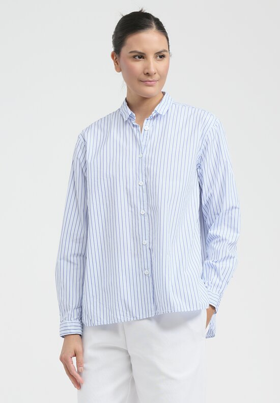 Bergfabel Cotton Loose Tyrol Shirt in Blue Stripe	