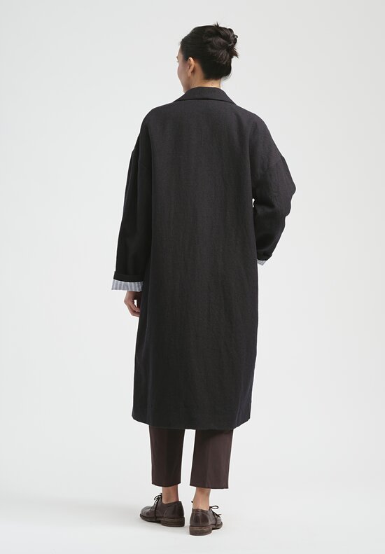 Bergfabel Linen Wool Jacquard Moon Coat in Viola Grey	
