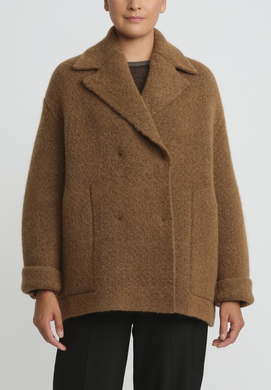 Boboutic Felted Knit Short Coat in Tobacco Brown